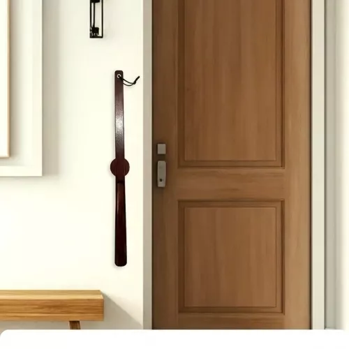 Mıknatıslı Ahşap El Oyması Ayakkabı Çekeceği Koyu Renk 75 CM